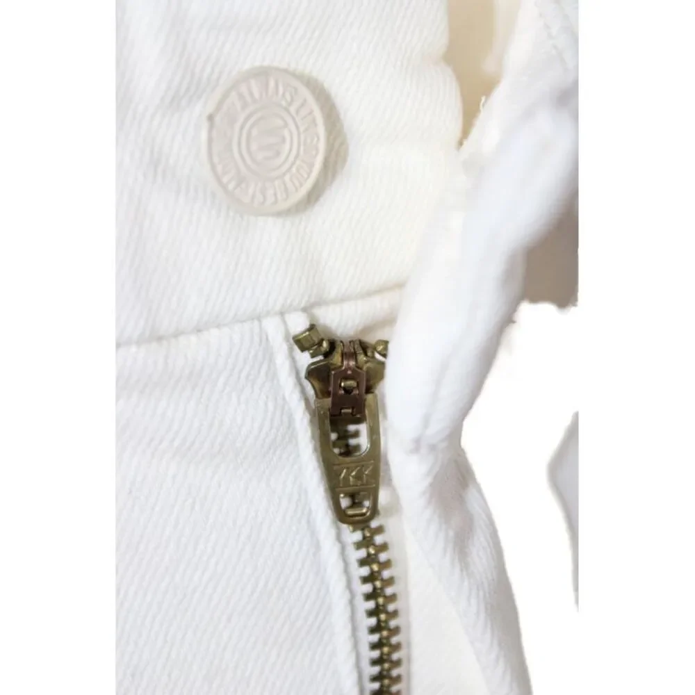 Mother Womens Skinny Jeans Ivory High Rise Button Cotton Size 29